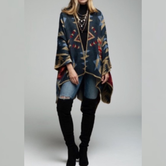 Aztec Tribal Western Blanket Cardigan - Picture 4 of 12